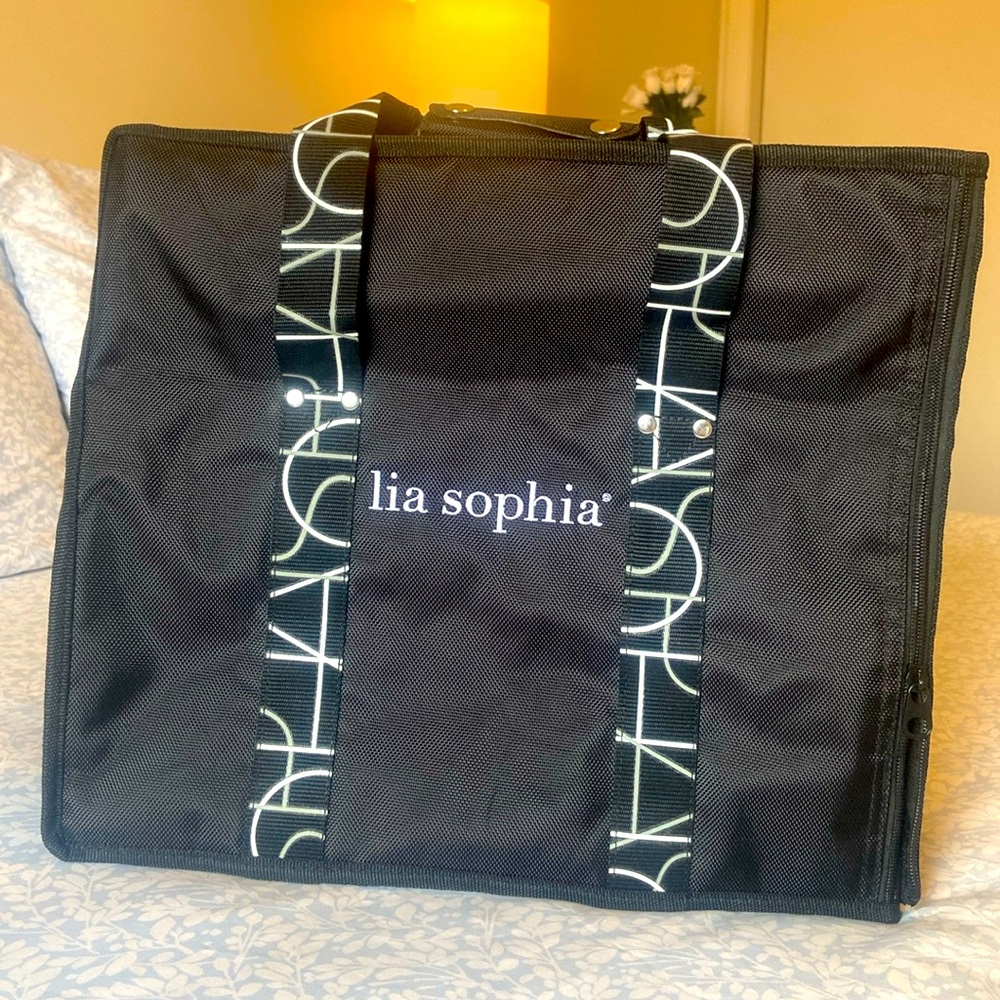 - Lia Sophia Black Canvas Tote Bag Jewelry Carrier / Consultant 14x15x8" S…